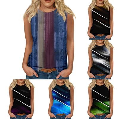 Women's Casual Tunic Tops To Wear With Leggings Sleeveless Summer Prints Shirts Tanks Blouses