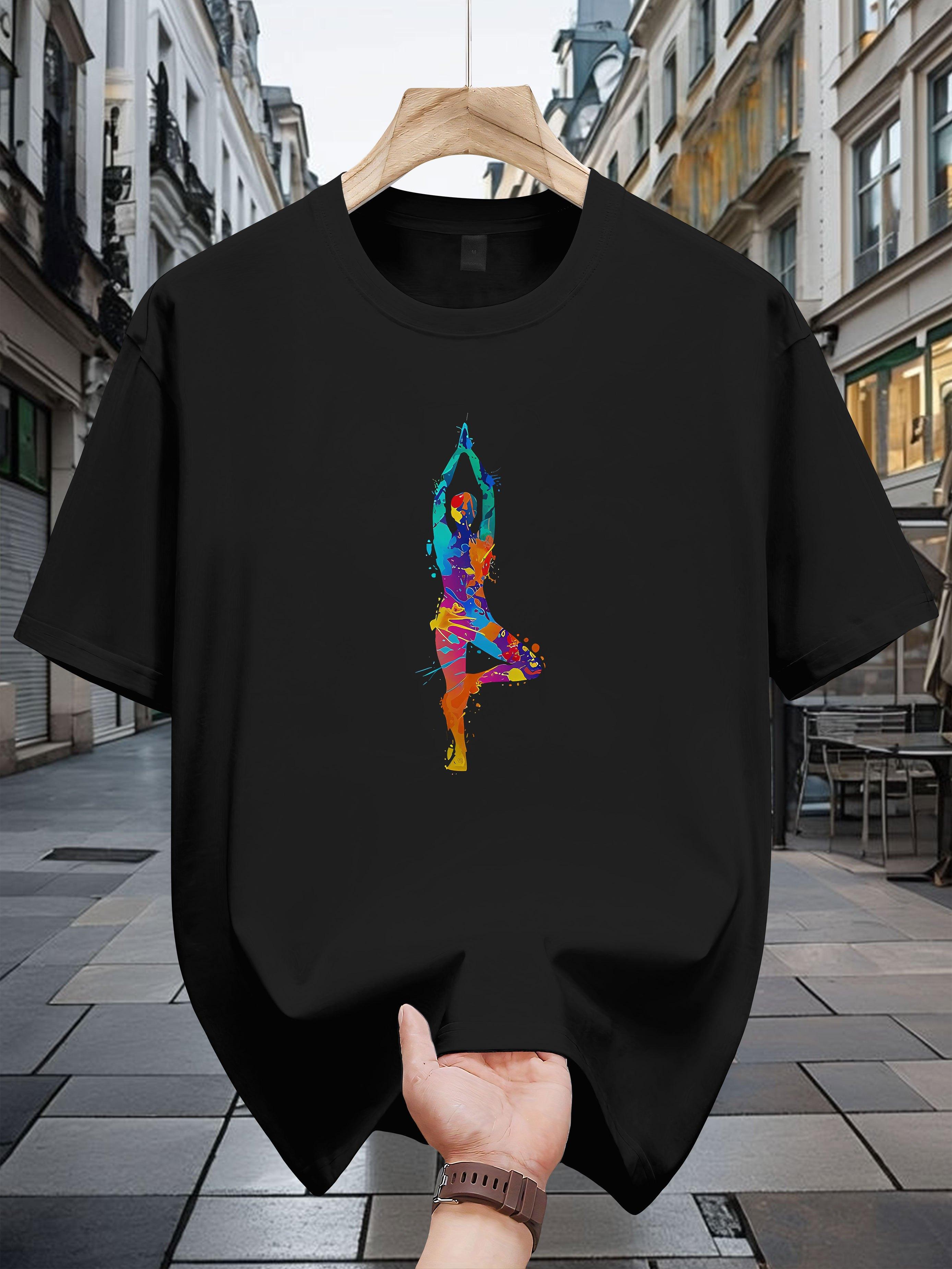 Vibrant Jianzi Print 100% Cotton T-shirt - Casual Crew Neck S