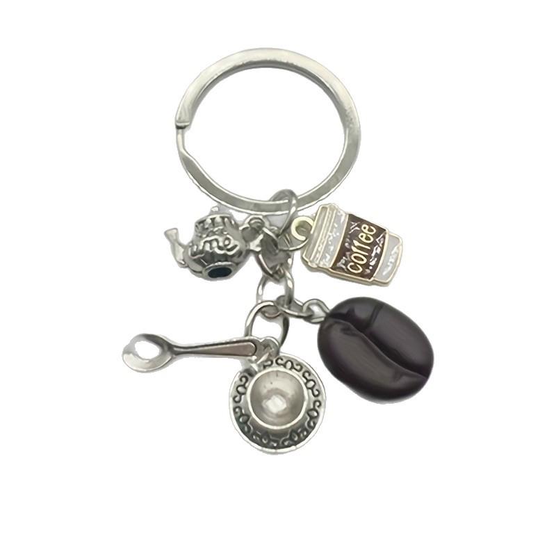 Coffee Lover Keychain: Bean Scoop, Cup, Pot, Machine - Perfect for Leisure
