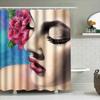 Luxury Watercolor Art Print Shower Curtain for Bathroom Decor Pink Rose Beauty Girl Design (Size: 72x84inches)