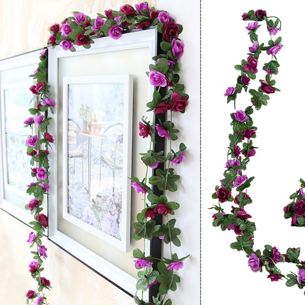 2.5M Artificial Flower Garland Realistic UV Resistant Faux Flower Rattan Vine Wedding Party Hanging Simulation Bloom Decoration