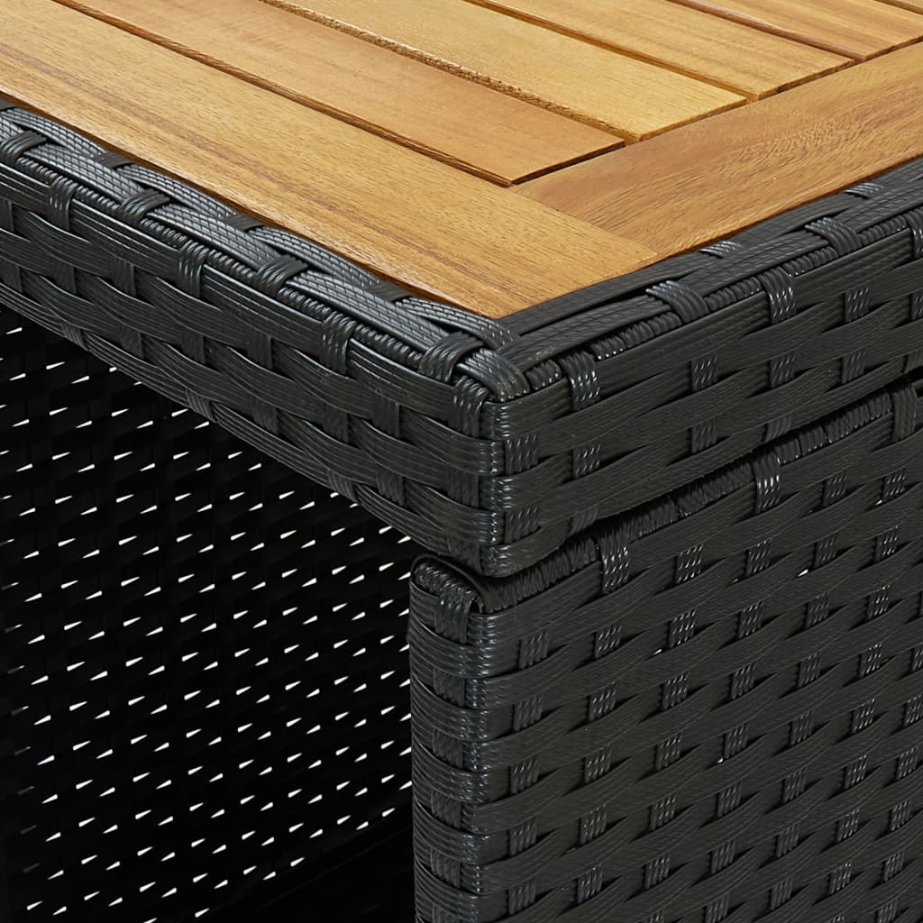 Bar Table with Shelf Black 120 X 60 X 110 Cm PE Rattan
