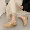 Fashion 2025 New Square Toe Shallow Mouth Lace Bow Slip Strap Soft Sole Waterproof Non-Slip Low Heel Single Shoes for Women