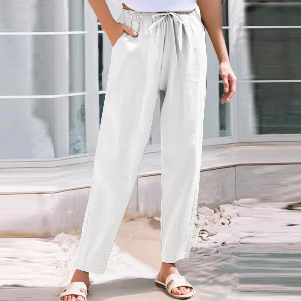 Women's Cropped Pants Stralght Pants With Pockets Lightweight Caual Loose  Trousers