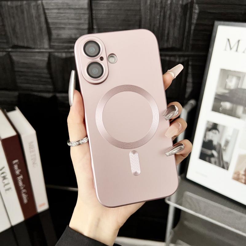 Magnetic Adsorption Metal Paint Phone Case for iPhone 15/16 Pro Max with Precise Cutouts, Drop-Proof Design