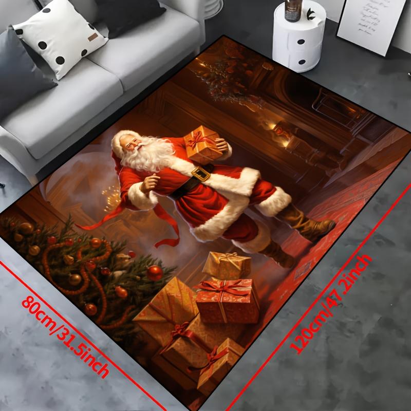 Merry Christmas Carpet for Bedroom Living Room Hallway Area Rug Santa Claus Soft Anti-slip Entrance Doormat Floor Mat Home Decor