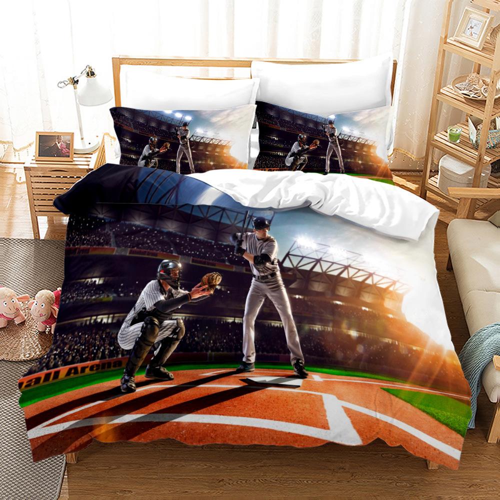 Quilt Cover Bedding Three-Piece 3D Digital Printing Campus Sports Baseball Kit