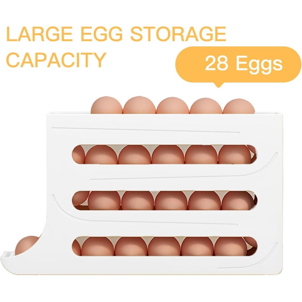4 Tiers Egg Holder Automatic Rolling Egg Dispenser For Refrigerator Organizer Eggs Storage Container for Countertop