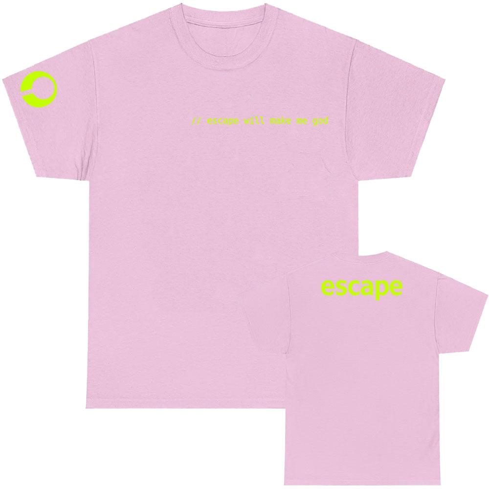 

Футболка з принтом Escape Will Make Me God Дизайн для ігор Марафон Графічний принт Футболка Унісекс Вуличний одяг Короткий рукав Вільний Чоловіча/Жіноча Футболка S рожевий