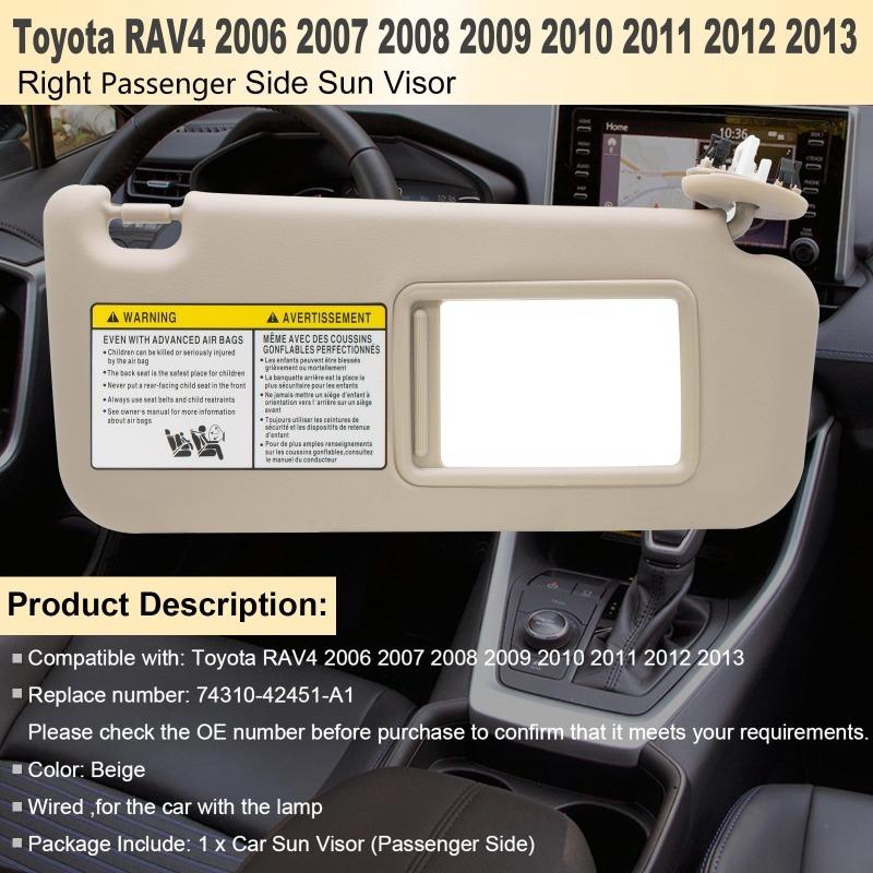 For Toyota RAV4 2006 2007 2008 2009 2010 2011 2012 2013 Car Sun Visor 1PC New Left Or Right Side 74320-42501-B2 74310-42451-A1
