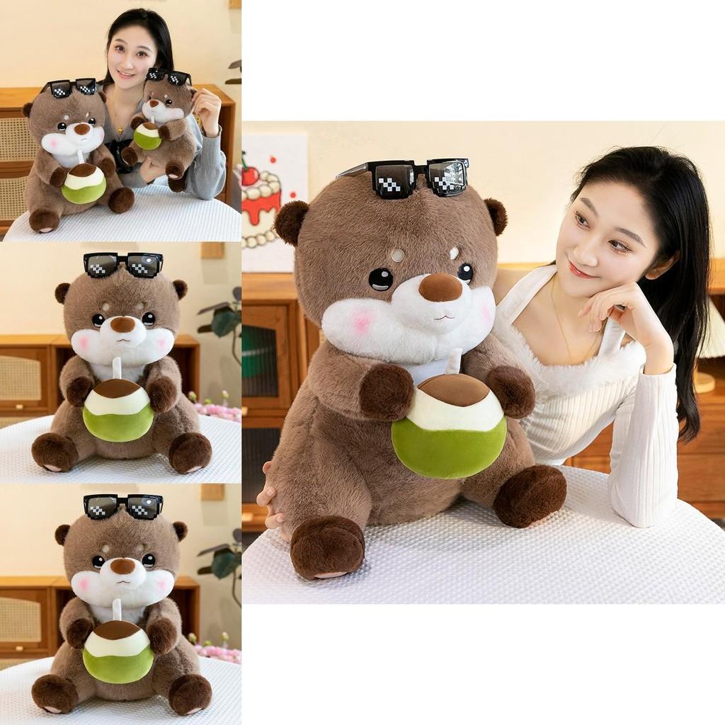 Adorable Coconut Drinking Sloth Capybara Plush Toy Soft Stuffed Animal Gift For Birthdays