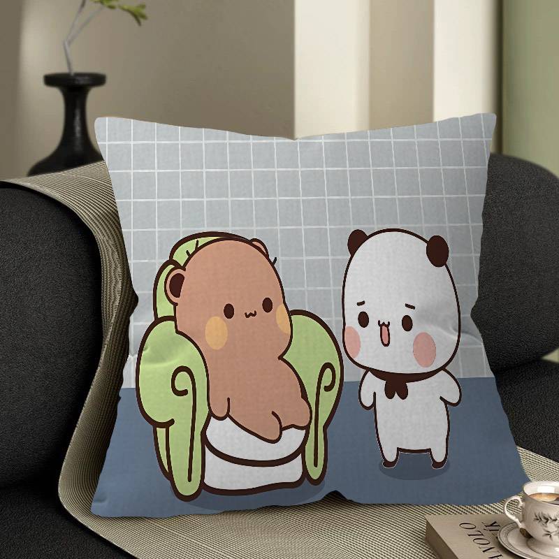 Süßer Cartoon Bubududu Panda Kissenbezug Zoll Bauernhaus Dekor Heim Überwurf Kissenbezüge für Sofadekorationen