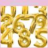 Luxurious 16" Gold Silver Air Filled Letter Number Balloons For Celebrations