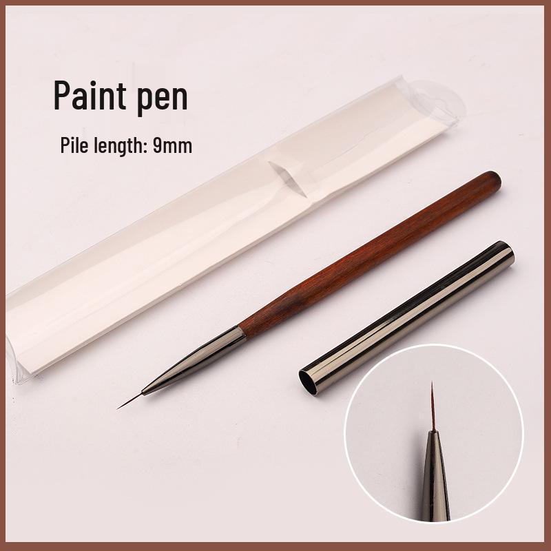 Sandalwood Nail Art Brush Set: Liner, Round & Flat Head for Gradient & Lace Designs