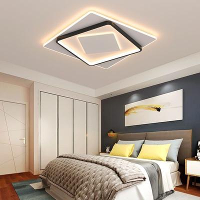 Ložnice Led Lustr Světlo Černá Bílá Čtvercová moderní stropní lampa Podkrovní obývací pokoj Jídelna