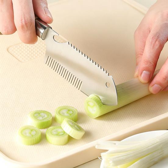 Stainless Steel Scallion Shredder with Slicer & Bottle Opener 3-in-1 Kitchen Tool for Ginger Leek Fish Scaling Rust-Proof Kitchen Gadget for Fast Meal