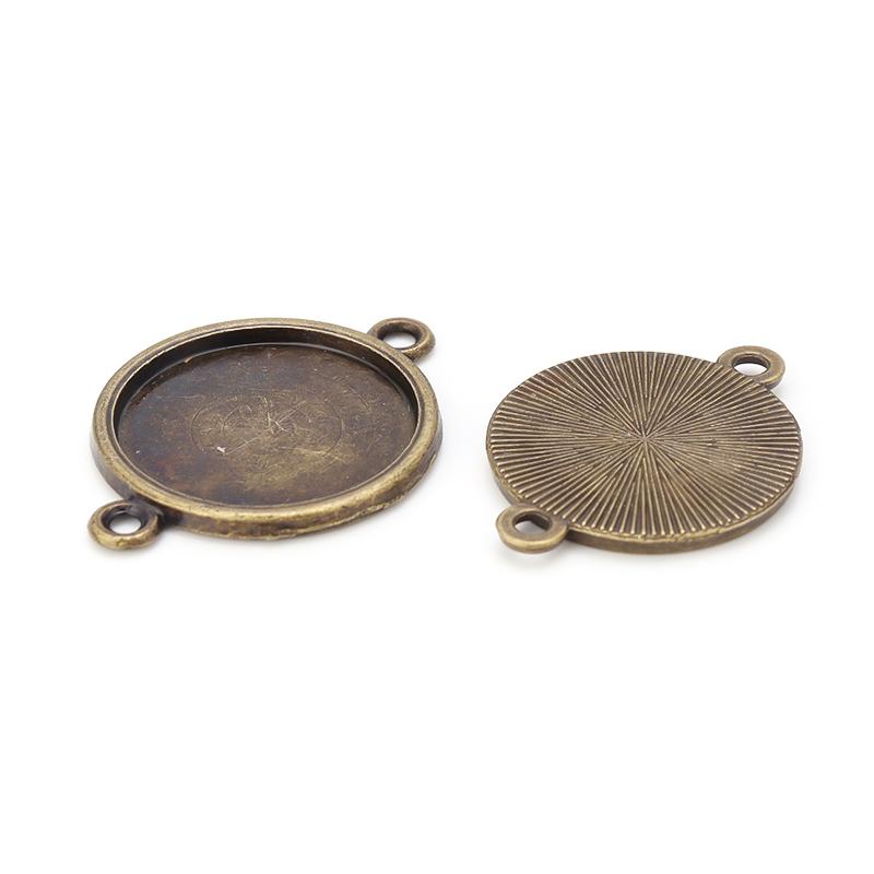 10pcs 8-25mm Ancient Bronze Cabochon Base Connectors Tray Bezels Blank Bracelet Setting Supplies For Jewelry Making Findings