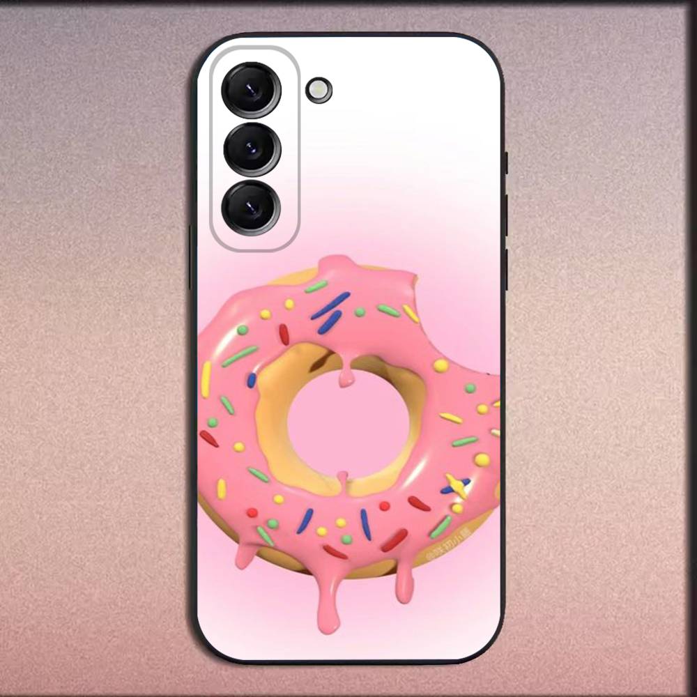 Coque de téléphone pour Samsung Galaxy A20, A21s, A22, A31, A32, A52, A53, A72, 73, A80, Housse noire souple, Donuts Desserts Snacks