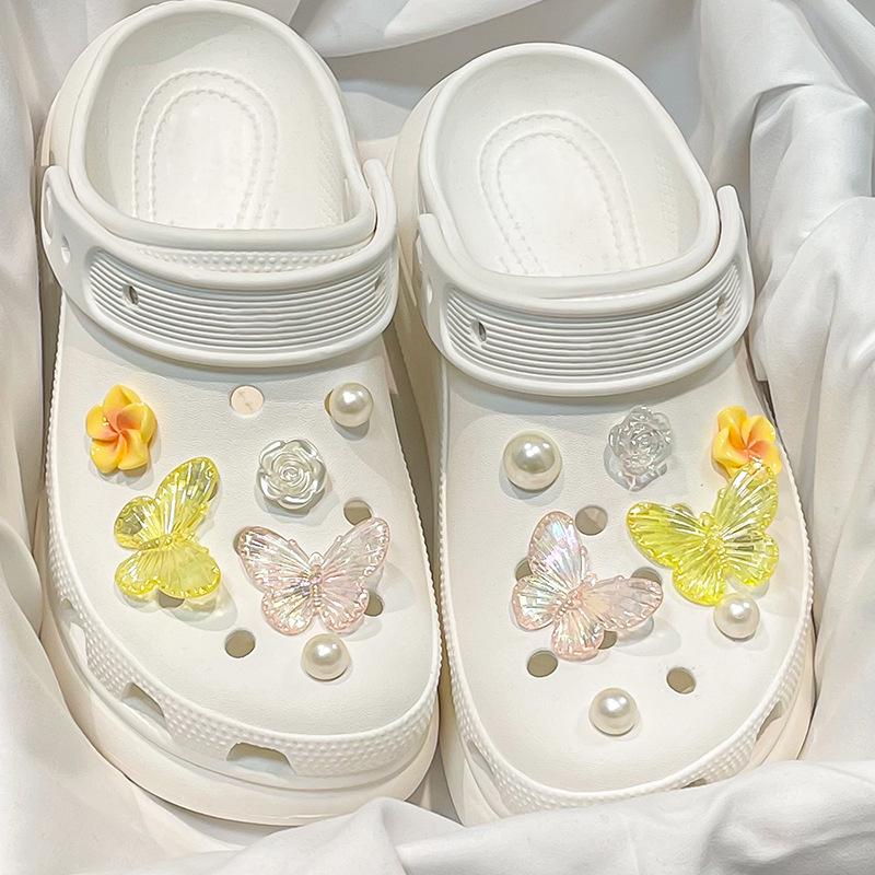 Transparent Butterfly Pearl Flower 3D Detachable Shoe Accessory