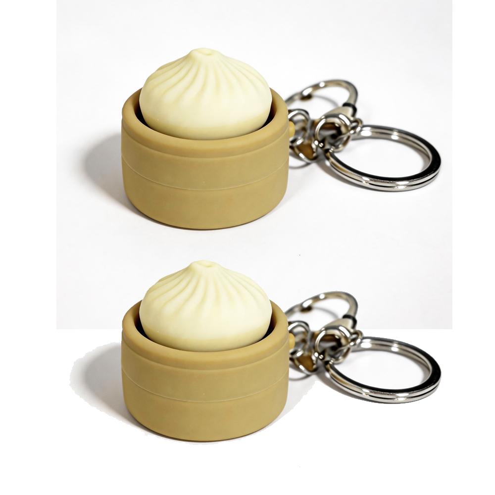 Simulation Bun Keyboard Clicker Keychain Mini Steamed Bun Stress Relief Sensory Fidget Toys for Autism ADHD Decompression Toy