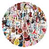 Cartoon Musical Instrument Waterproof Stickers for Guitar, Journal, Phone Case, Water Bottle