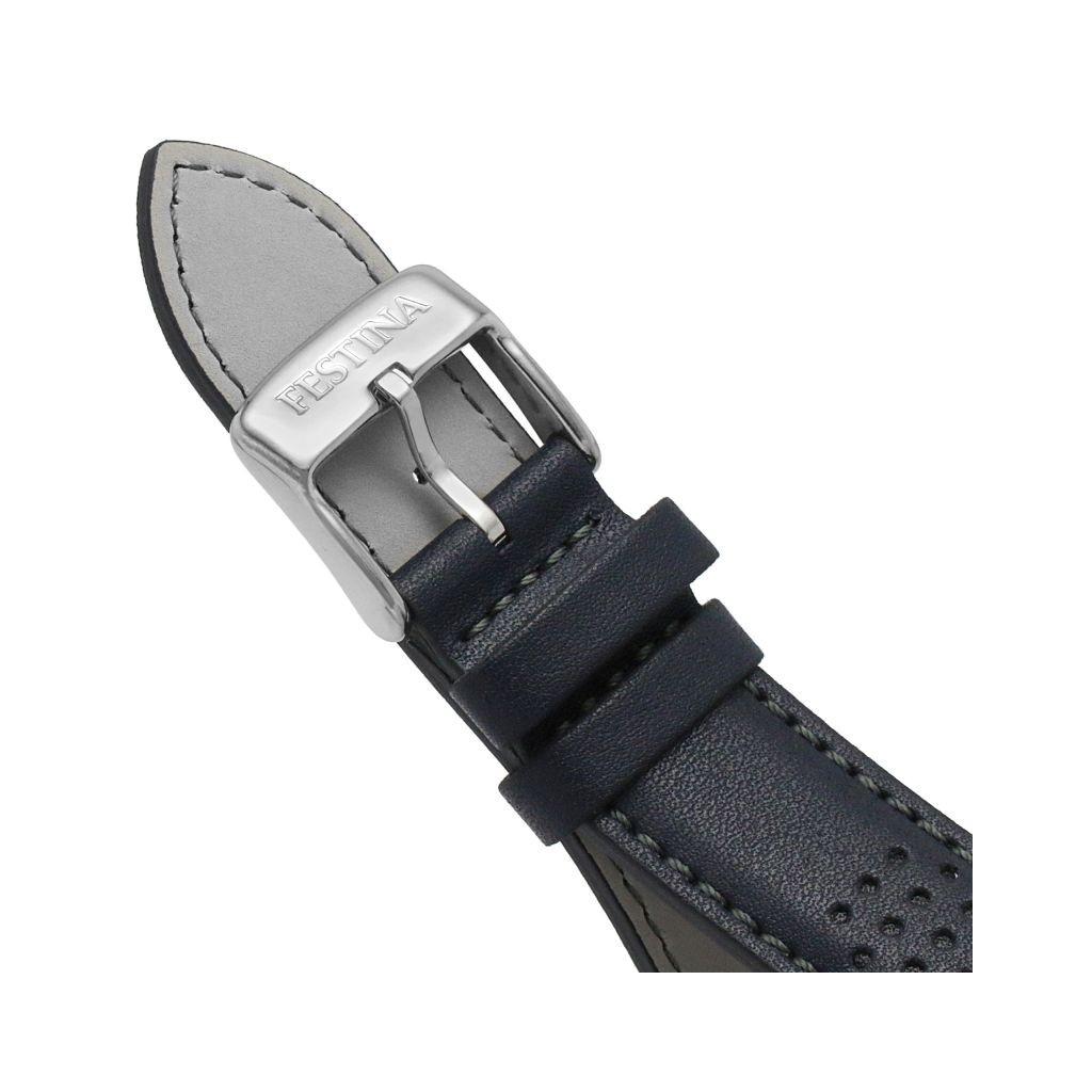 FESTINA Nadčasový kožený řemínek s chronografem modrý ciferník Quartz F20561-2 100M pánské hodinky