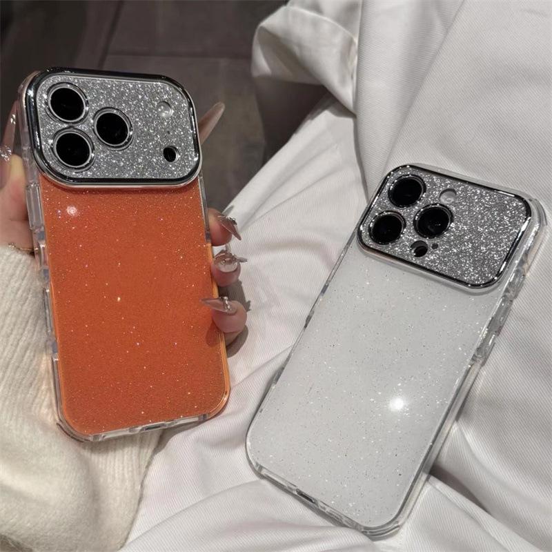 Glitter Big Window iPhone 17 Pro Case with Apple 16 Pro Lens Film for 14 & 15 Pro Models.