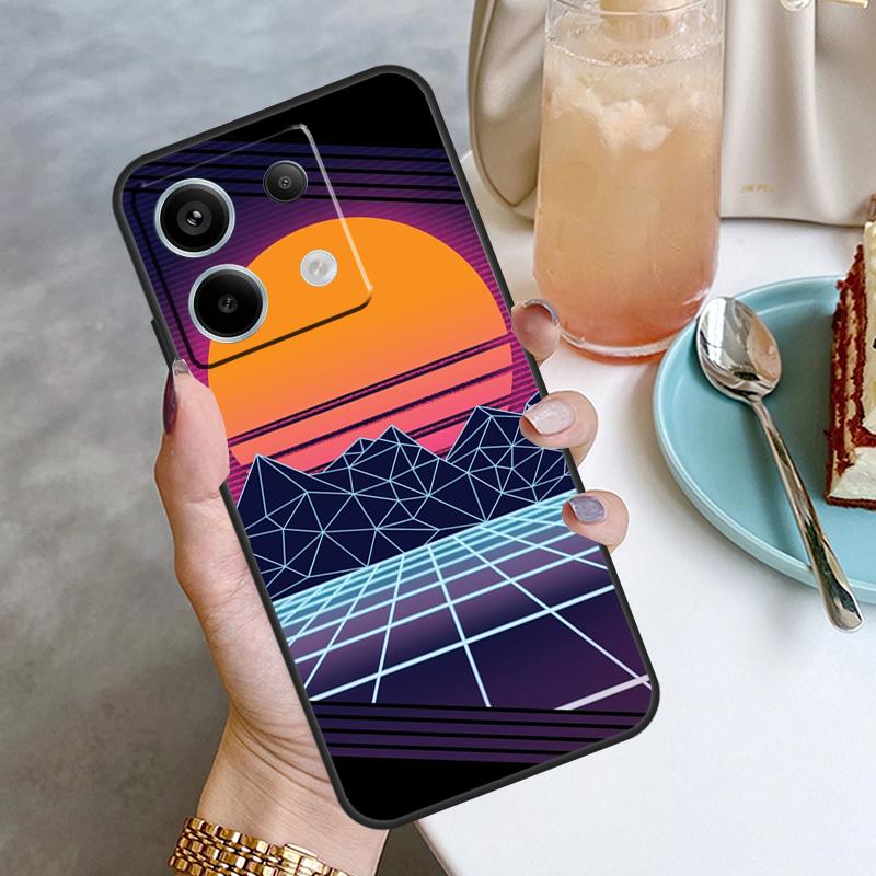 80S Vaporwave Retro Synthwave Sunset Case For Xiaomi Redmi 12 9C 10C 12C 13C Redmi Note 13 12 9 10 11 Pro 9S 10S 11S 12S Coque