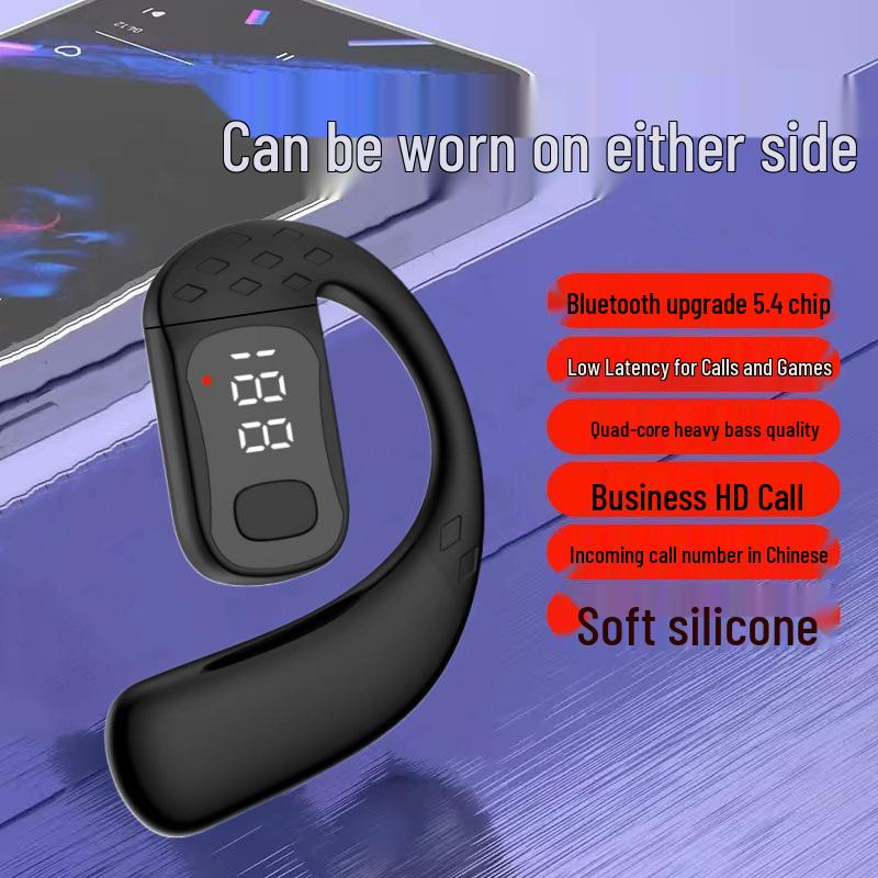 High-End Wireless Single-Ear Bluetooth Headset with Ear-Hook Design, Superior Bass, and Long Battery Life