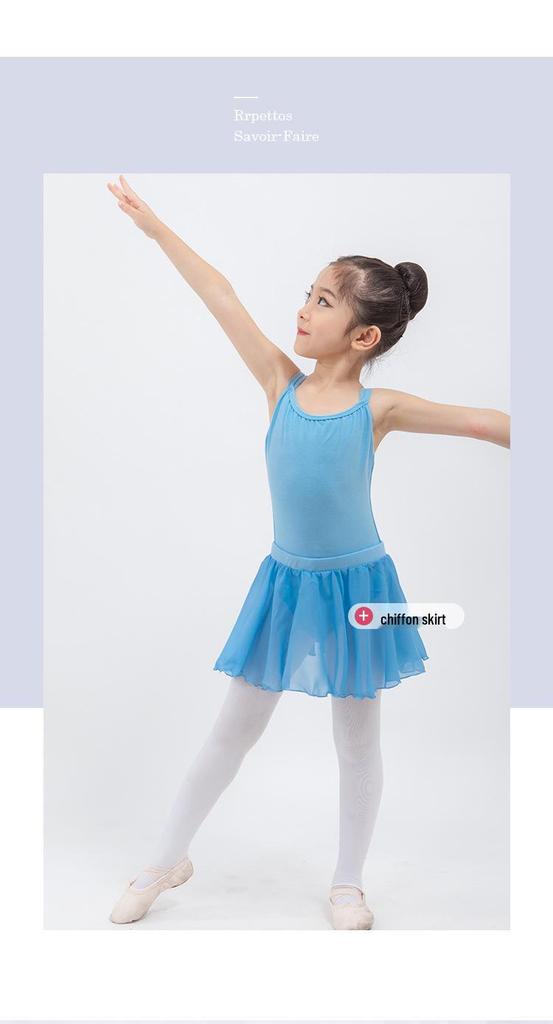 Girls' Ballet Practice Dress - Spaghetti Strap, Cotton, Large Skirt, Exam Grade Dancewear