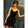 French Temperament Golden Velvet Low-cut Suspender Dress Women's Summer Pure Desire Wind Sexy Slim Slim and Thin Hip Skirt