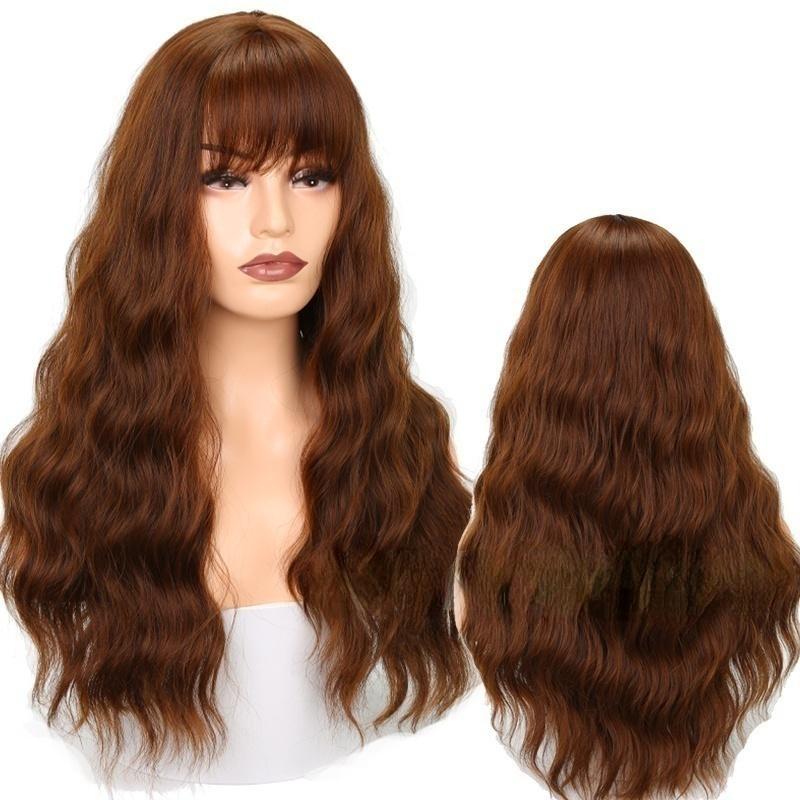 

Женская мода с длинным вьющимся париком с челкой 2-30