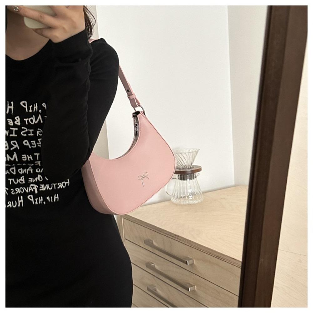 Luxury New Design Bowknot Armpit Bag Solid Color Large Capacity Y2K Handbag PU Leather Bowknot Underarm Bag