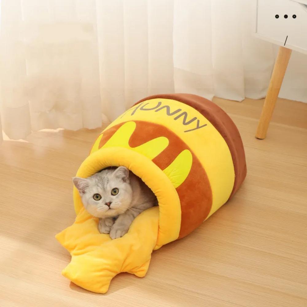 New Cat Nest Super Soft Honey Pot Shaped Comfortable Puppy Fossa Removable Skin-friendly Kitten Bed with Inner Pad Pet Products