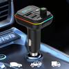 Car Fast Charge Bluetooth 5.0 FM Transmitter PD Dual Player Music Type-C Colorful Ambient MP3 Light Cigarette Lighter USB