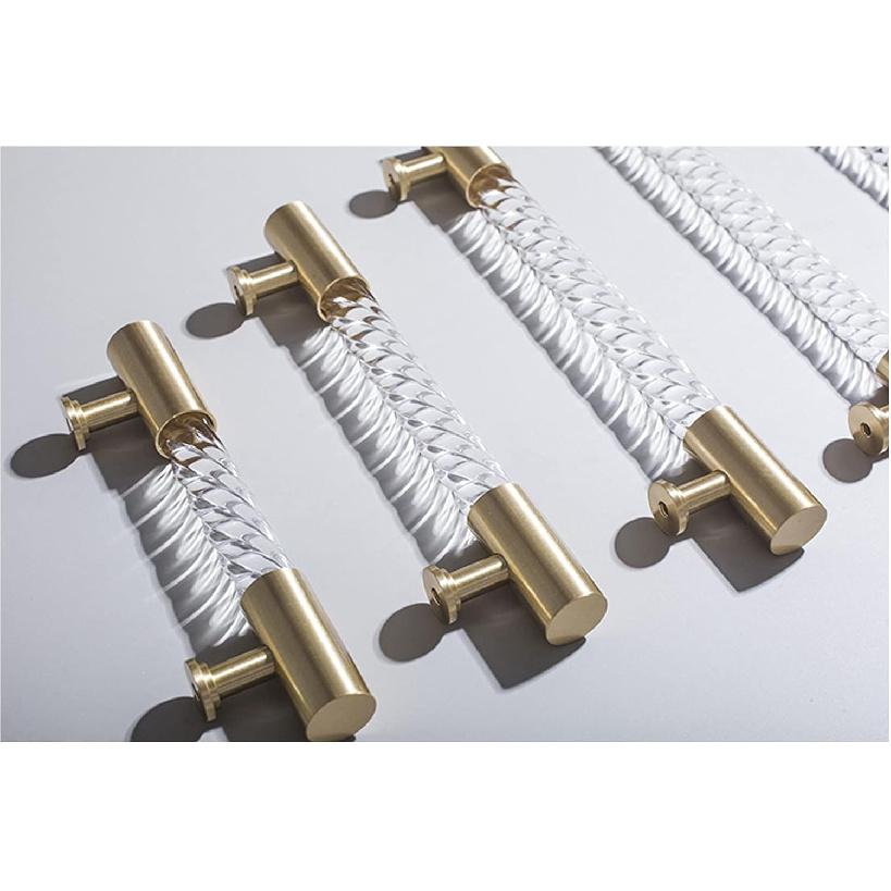 2 Pcs Gold Cabinet Pulls Cabinet Knobs, Transparent Acrylic Brass Cabinet Knobs, T Bar Handle Kitchen Door Cabinet Drawer Dresser Pull HandlesHole