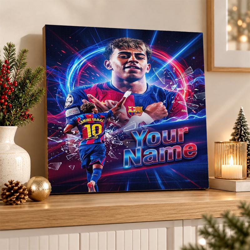 Lamine Yamal Custom Name Text 5D Diamond Painting Kit DIY Full Drill Diamond Art Decoration