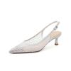 Fashion Stiletto Heel Pointed Toe Mesh Women Sandals Full Rhinestone Elegant Comfortable Open Back High Heels Summer Shoes