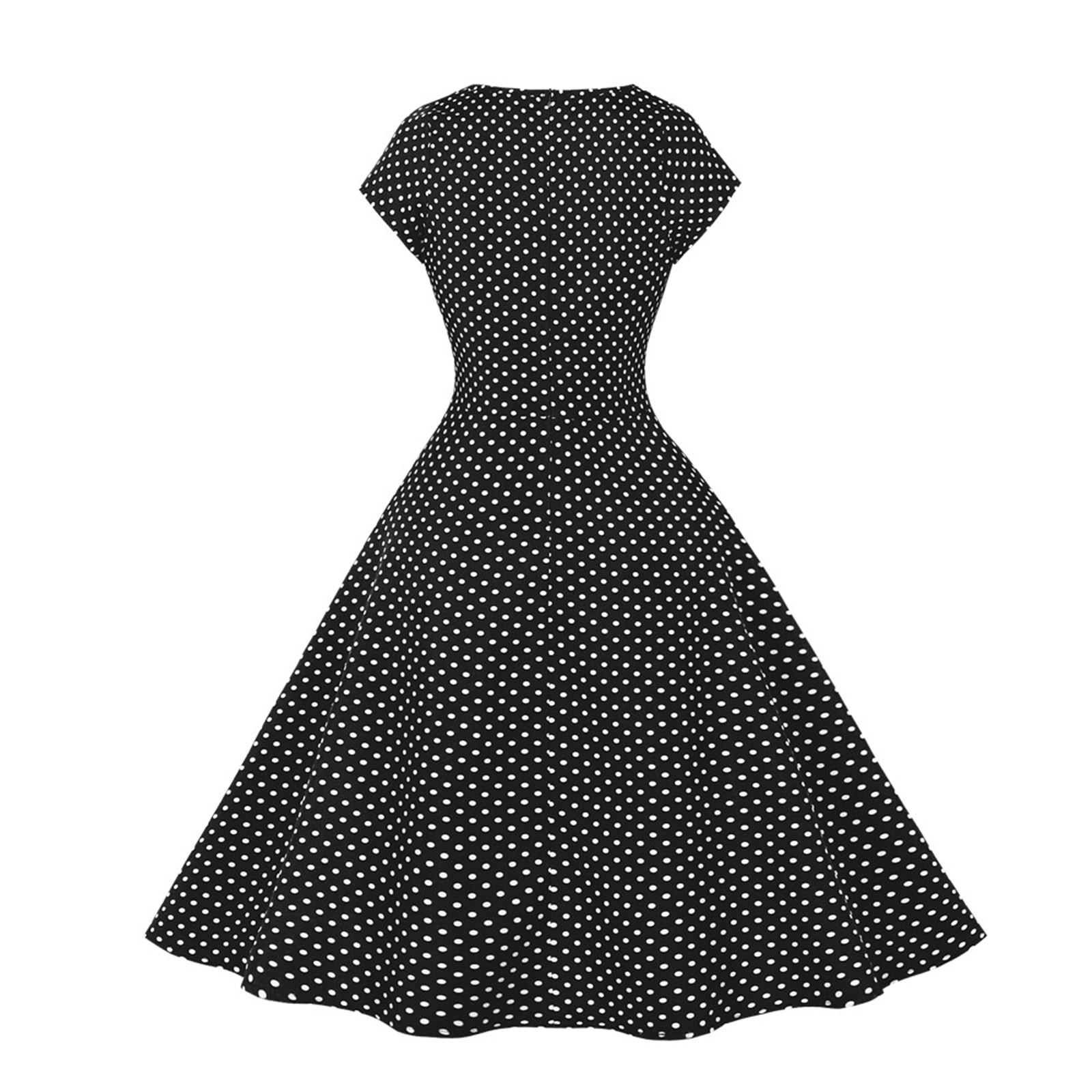 Женское модное повседневное облегающее платье в горошек с круглым вырезом и принтом — фото 7