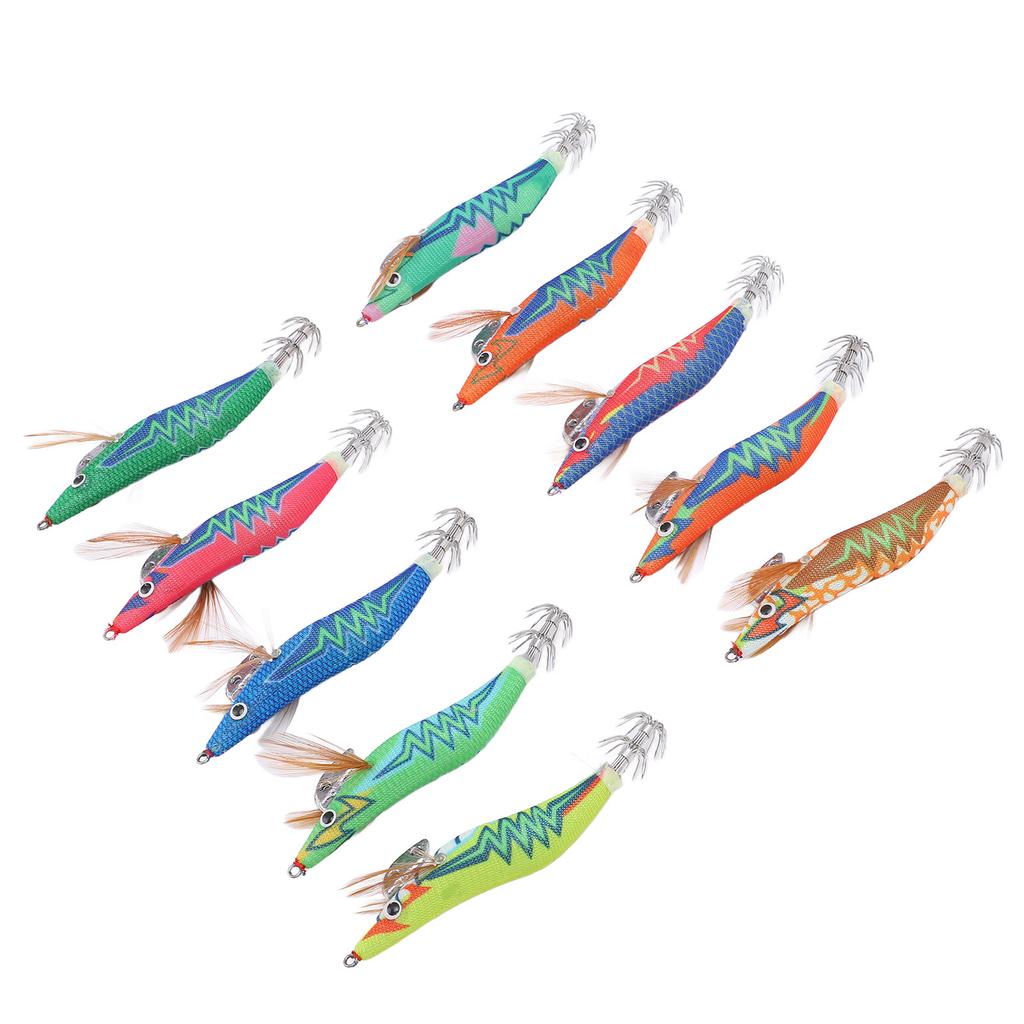 Squid Jig Fishing Baits with 3D Lifelike Eyes Outdoor Luminous Tail Saltwater Shrimp Lures2.5#