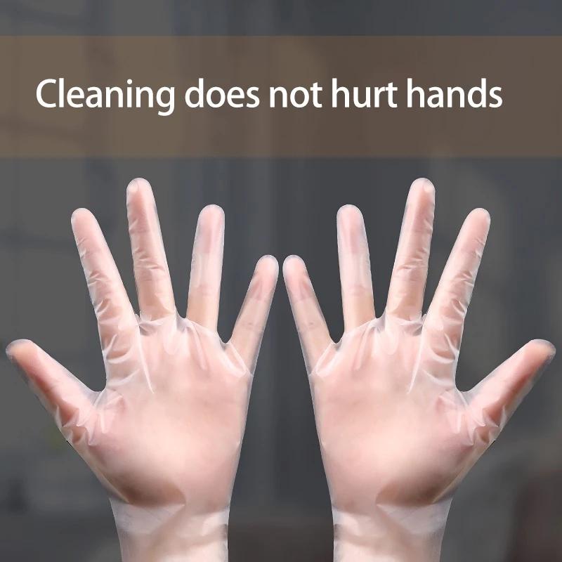 100pcs Disposable TPE Food Gloves Household Plastic Cleaning Gloves For Fruit Transparent Non-Slip Kitchen Wash Accessaries