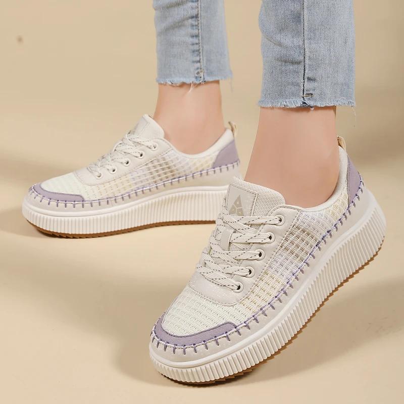 2025 Women's Shoes 2024 New Fashion Casual Trend Sports Versatile Plus Size Color Thick Soled Casual Board Shoes Women Sneakers