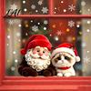 Winter Wonderland Decorations Christmas Santa Claus & Cat Static Window Clings PVC Waterproof Glass Stickers Seasonal Home Decor for Windows