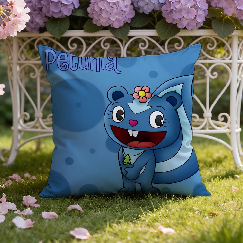 Anime H-Happy Tree F-Friends Cushion Cover Home & Car Dual-Scene Pillow Cover: Reversible for Premium Comfort