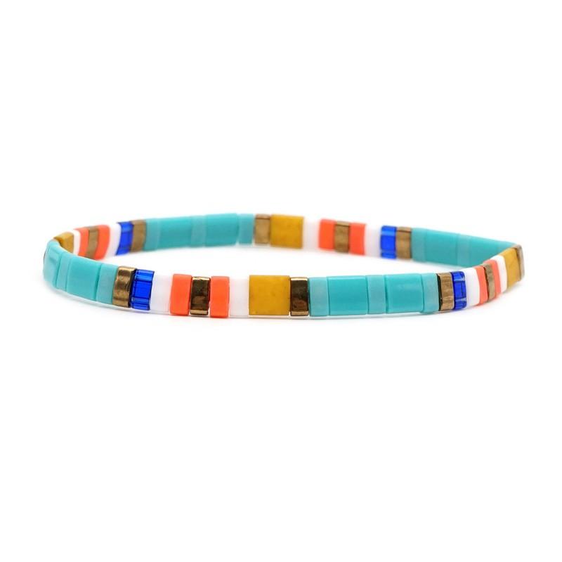 Boho Style Tila Bead Rainbow Braided Bracelet Couples Handmade Geometric Charm Jewelry
