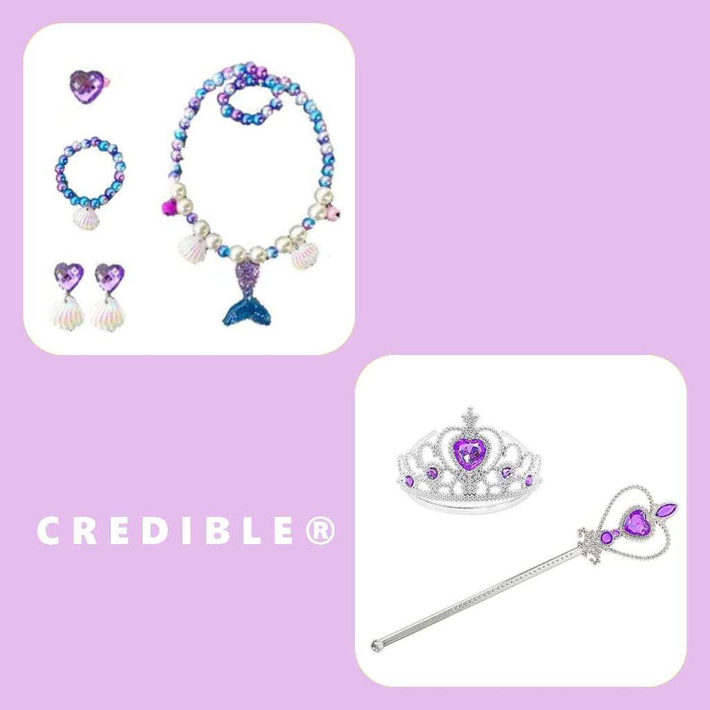 Prinzessin Cosplay Luxuriöses Set Meerjungfrau Herz Magische Meerjungfrau Original 120cm NT5492A [GLAUBWÜRDIG] Kleid, Kinderkostüm, 8-teilig - (Prinzessinnenkleid,