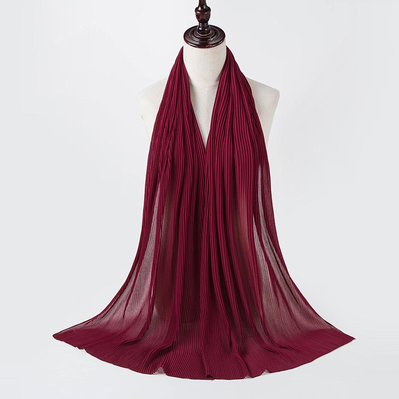 Muslim Pearl Chiffon High Quality Mini Pleated Chiffon Hijab Muslim Shawl For Women Hijab Scarf