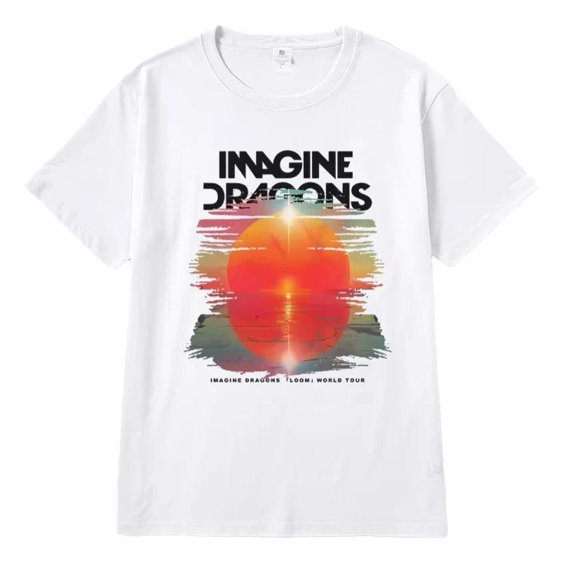 2025 Men's and Women's Clothing Oversize Tees Summer Imagine Dragons Concert Support Around LOOM The Same Short-sleeved T-shirt
