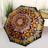 1pc Mandala Pattern Automatic Folding Umbrella - Portable Foldable Design with 8 Ribs, Durable Plastic & Iron Frame, Casual Outdoor Accessor