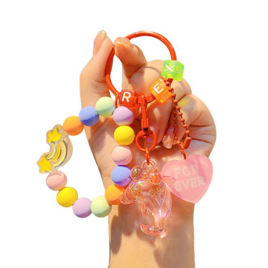 Wrist Strap Phone Chain Beaded Charm for Women Cute Dolphin Animal Keychain Anti-Lost Bracelet Lanyard for Cell Phone Bag Purse